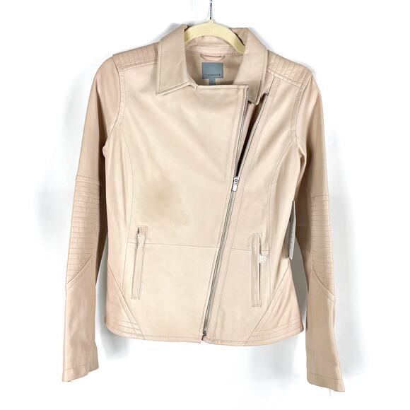 Athleta Moto Jacket‎ Pink Leather **FLAW* Salt Flat Biker Sz XS - Picture 2 of 10